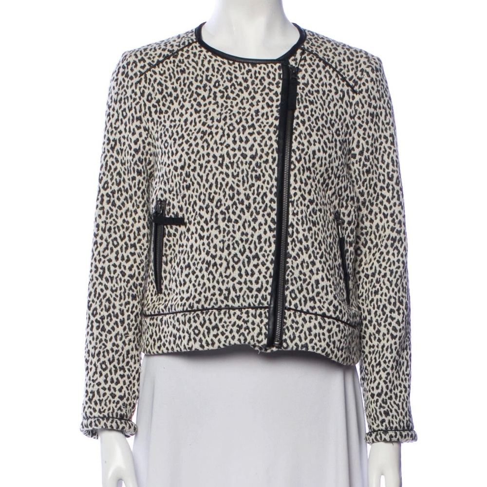 Joie Leopard Print Pattyn Moto Jacket Size Small